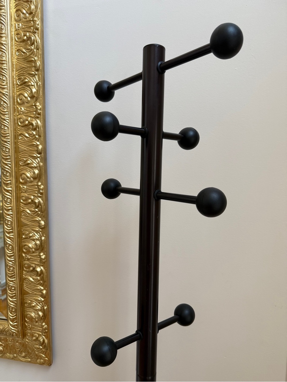 Rare MCM Atomic Standing Coat Rack Dark Brown Powder Coated Steel Italian Design